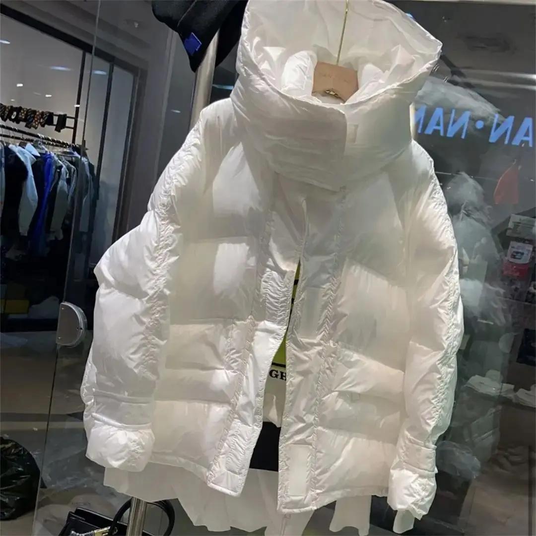 白色外套女休闲外穿设计感面包服显瘦爆款2023秋冬季潮保暖百搭款