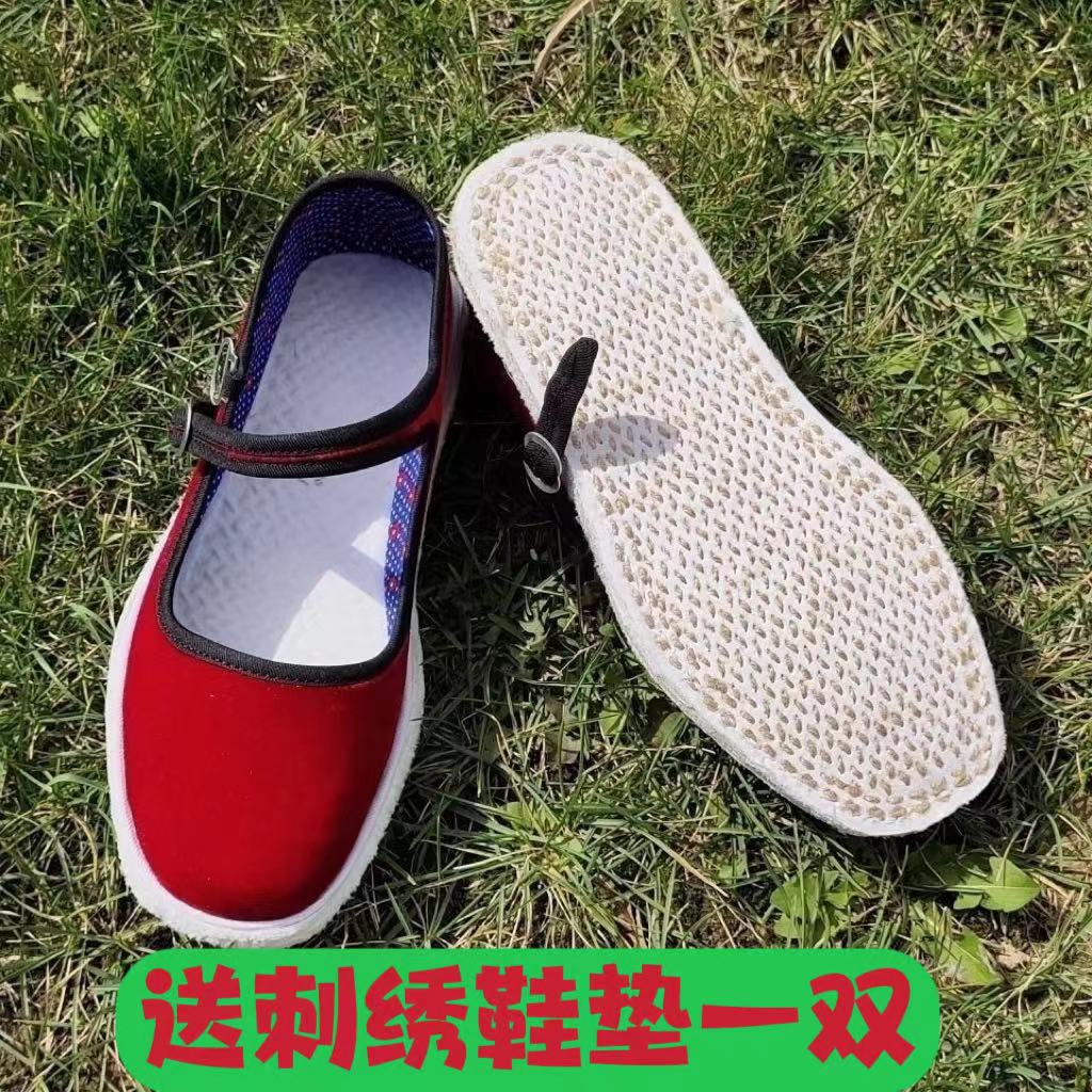 手工千层底布鞋~女士方口系带布底麻绳纳底（结婚嫁妆陪嫁鞋）