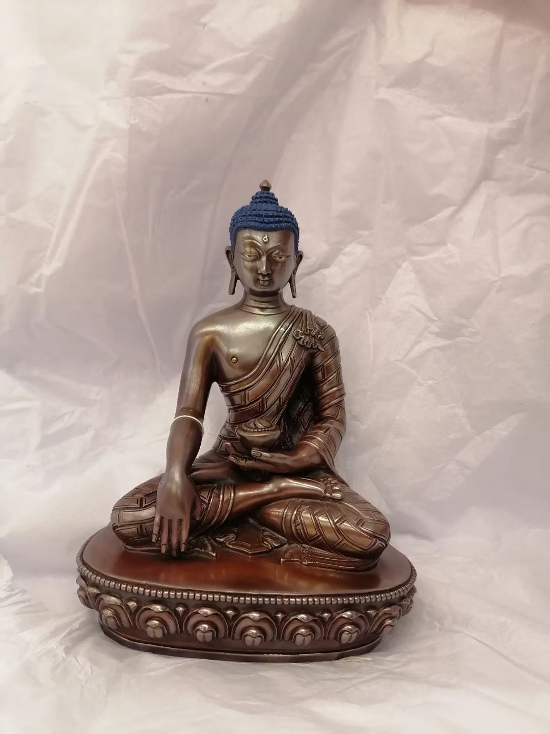 释迦牟尼紫铜纯银开眼尼泊尔产全手工19cm