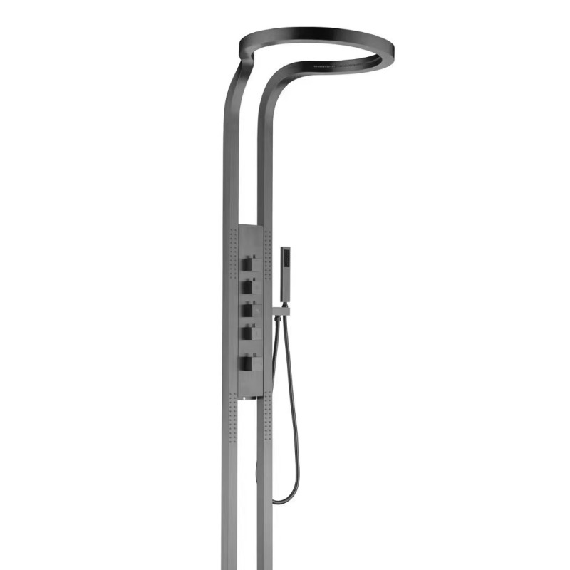 新款枪灰色大瀑布花洒浴室淋浴花洒套装家用淋浴屏增压洗澡多功能