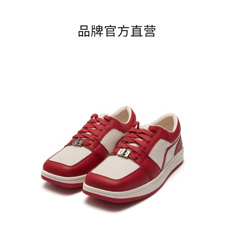 余景天同款CALVINLUOI方头鞋低帮休闲鞋男女真皮时尚百搭新潮板鞋