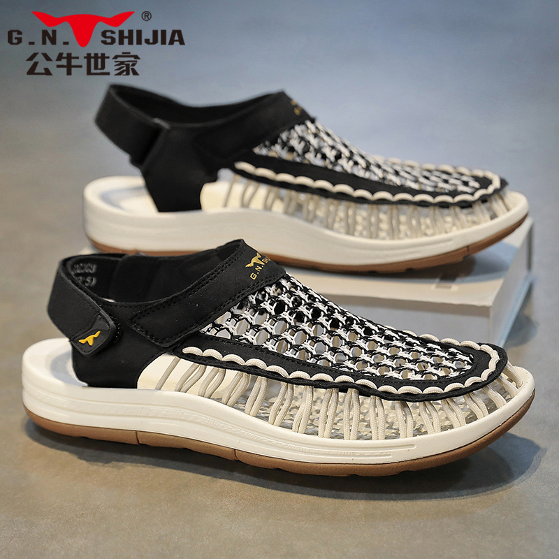 公牛世家新款沙滩凉鞋时尚休闲外穿镂空男鞋夏季百搭软底男士鞋子商品图
