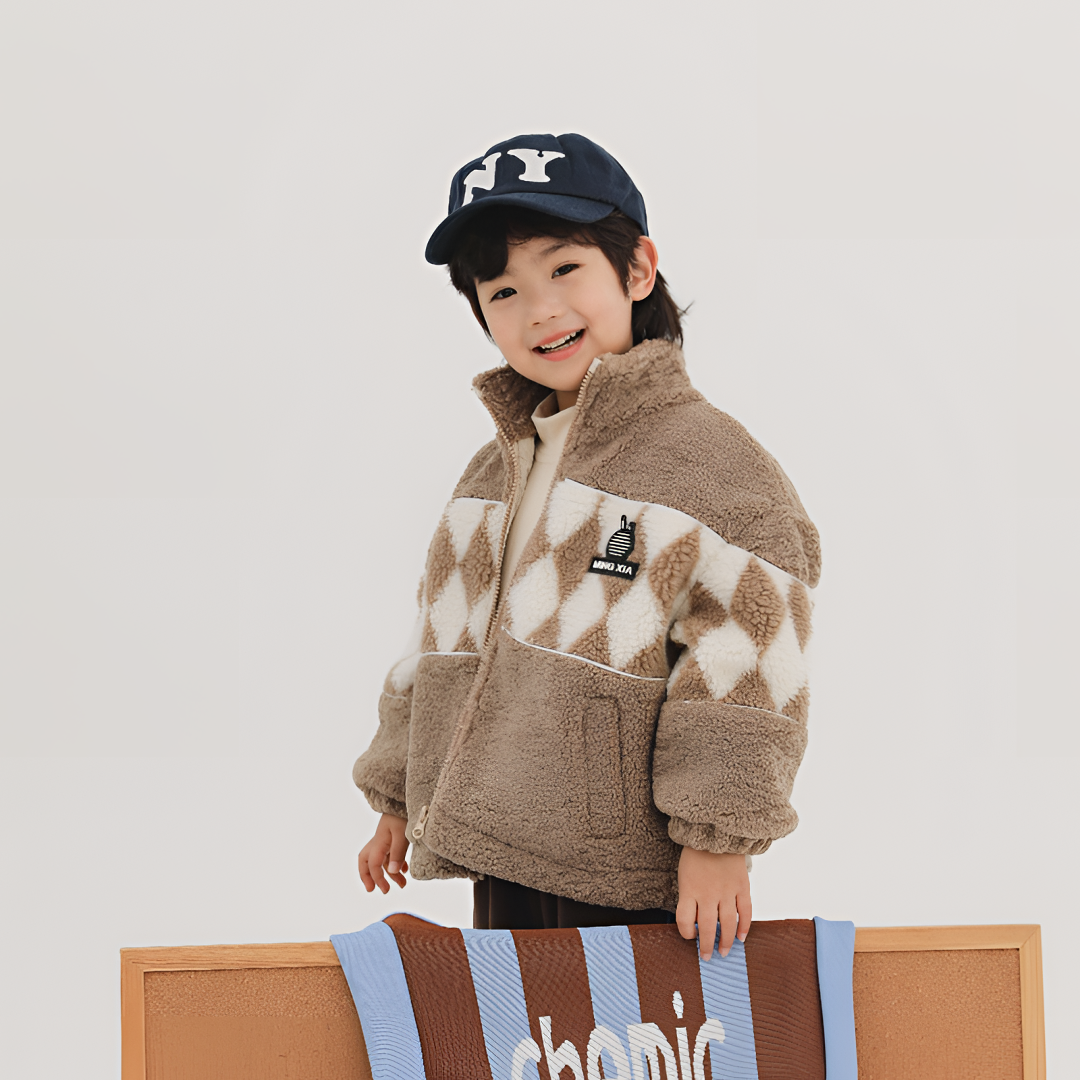 2024新款冬季男童女童外套加厚保暖拼接休闲时尚