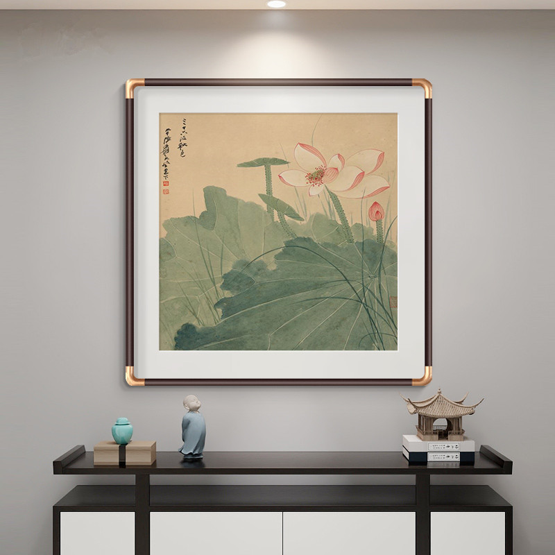 张老荷花装饰画新中式玄关挂画2025新款餐厅画书房茶室禅意墙壁画