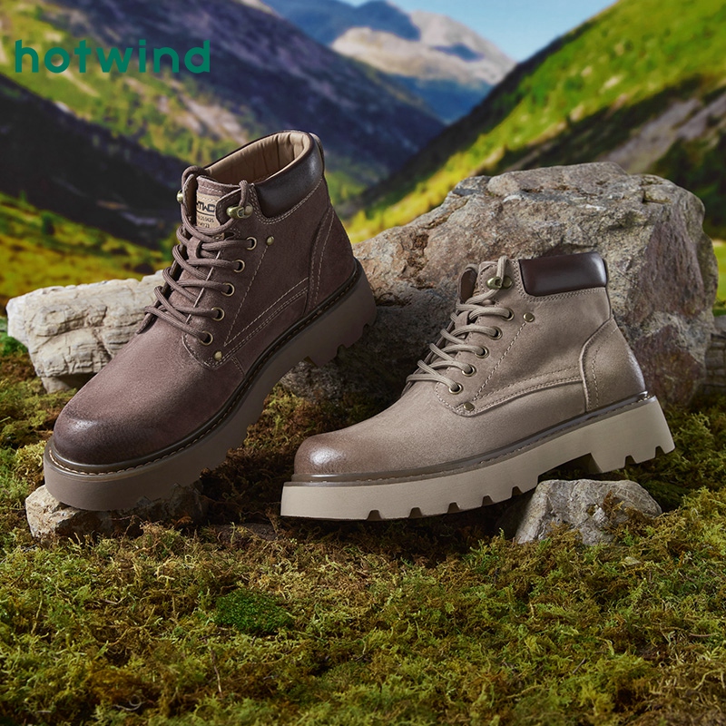 热风2024年冬季新款男士时尚休闲靴H95M4V02