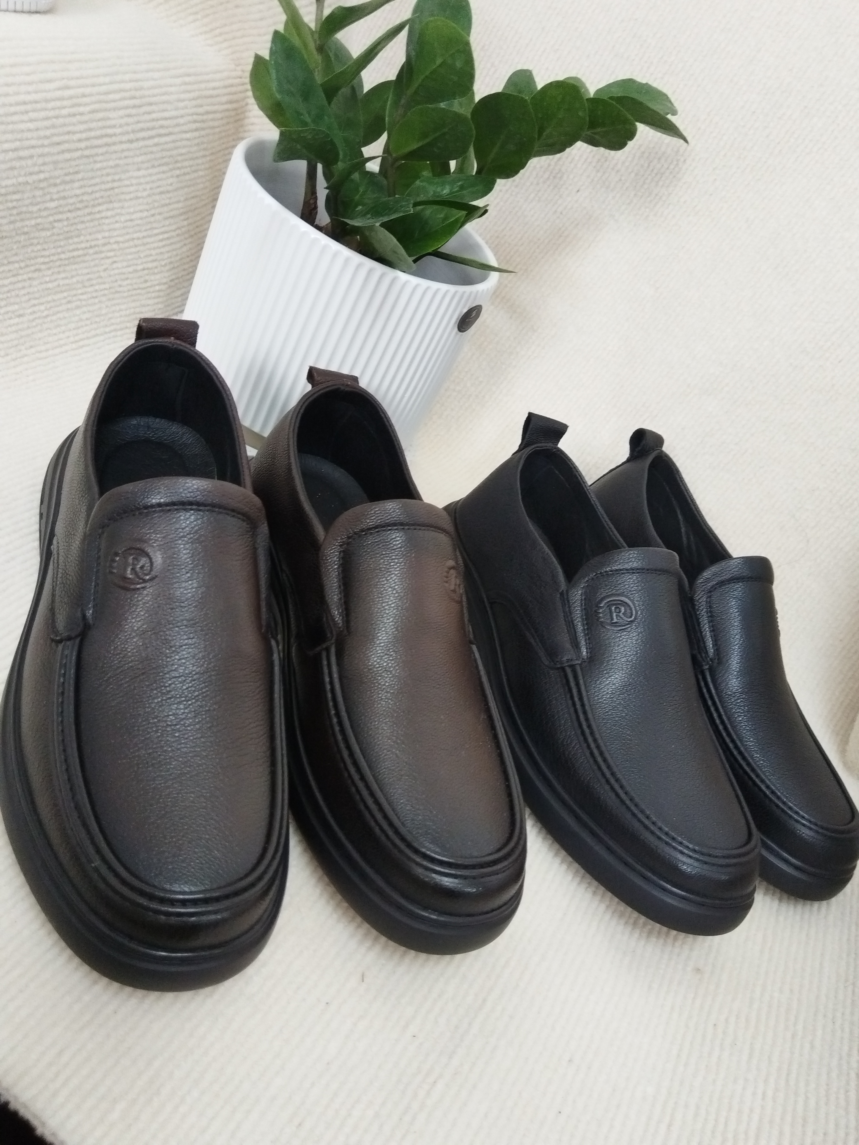 2024新款爸爸皮鞋春秋款一脚蹬圆头男鞋软底舒适真皮中老年鞋子