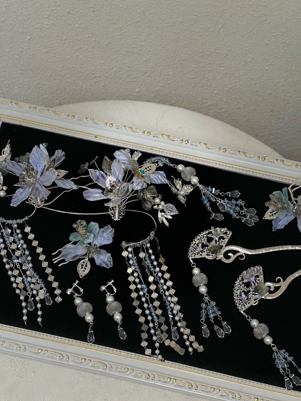 金钻新娘新款银色白月光新中式秀禾服头饰