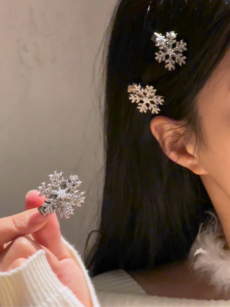 冬日清冷贵气感可爱锆石雪花金属发夹 · 雪花发夹单只