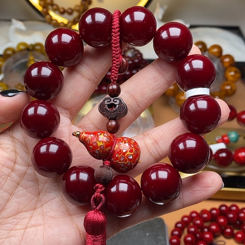 【闪购商品】血龙木（贝壳杉）手串/手链ເ****?1.8加大漆（血檀）