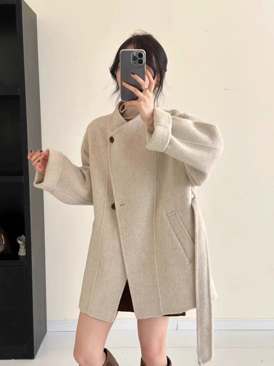 2024秋冬新款小个子双面羊绒大衣女中长款宽松韩版羊毛大衣外套女