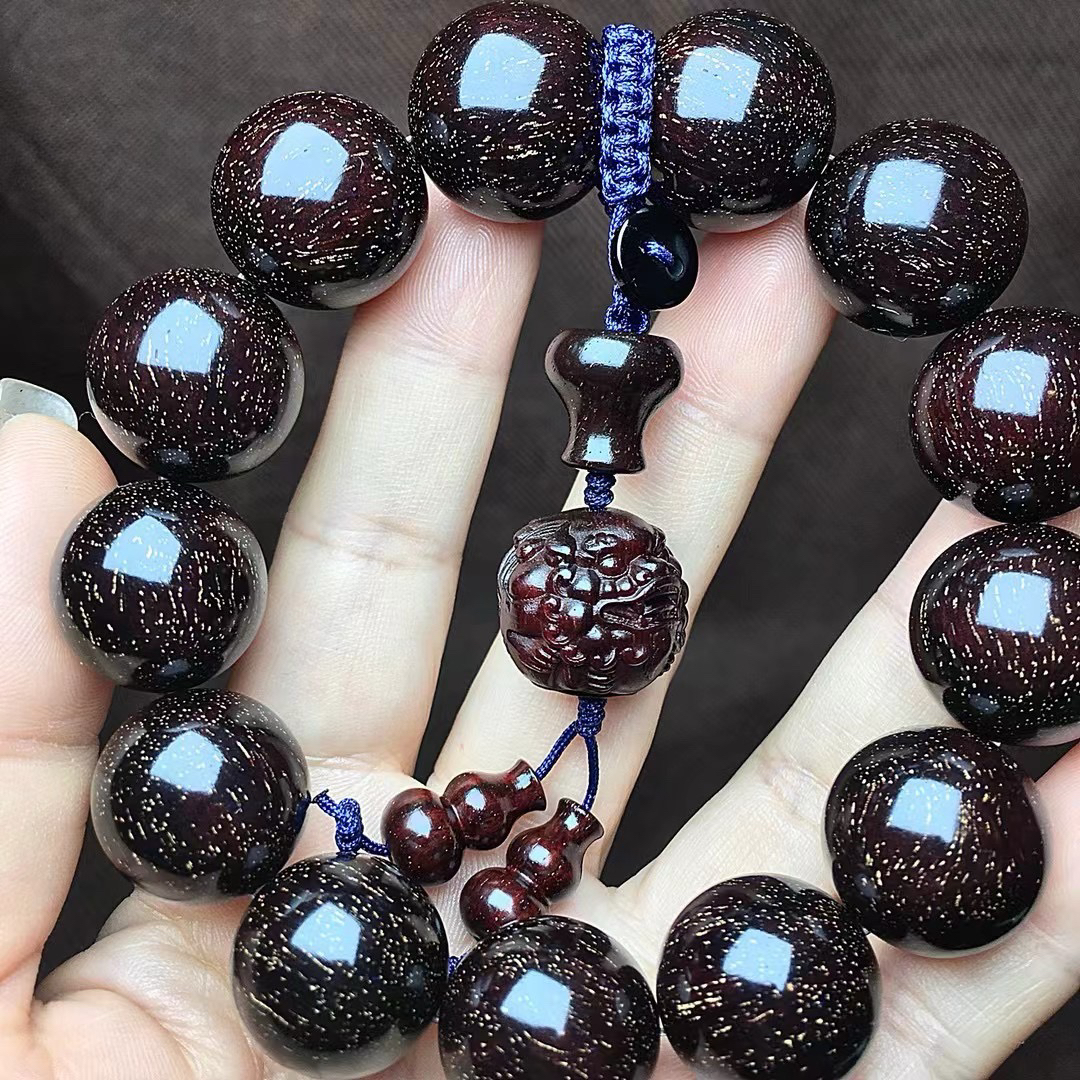 印度小叶紫檀爆满金星手串2.0高油高密老料毕业级