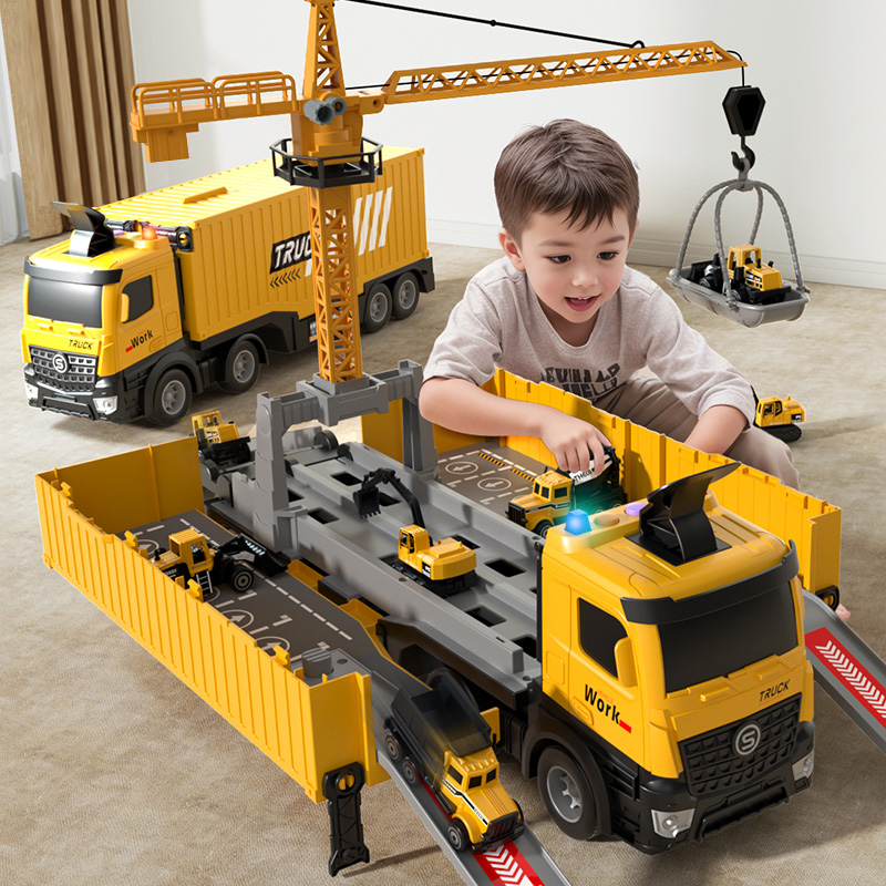 大塔吊变形轨道惯性合金车3~6岁工程车益智男孩儿童玩具生日礼物