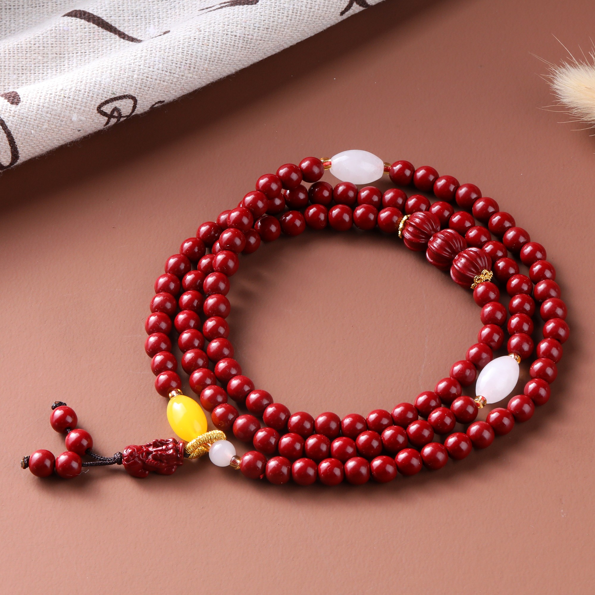 含辰砂工艺品朱砂108珠貔貅多圈手串手链项链挂饰