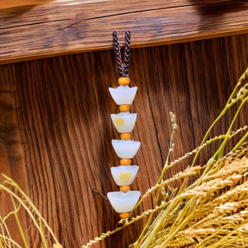 新疆和田玉五福临门车挂