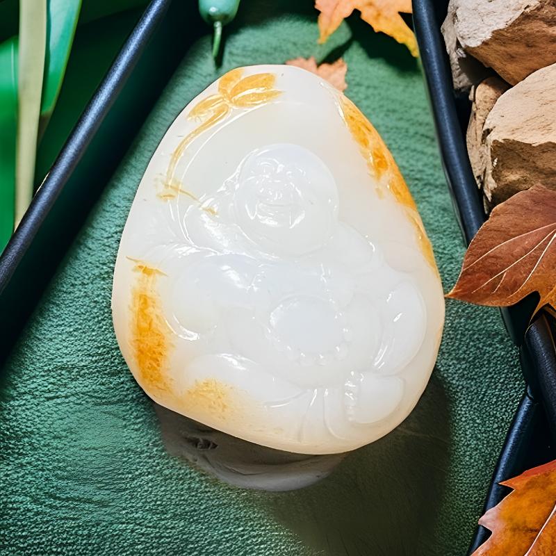 新疆和田玉笑口常开挂件