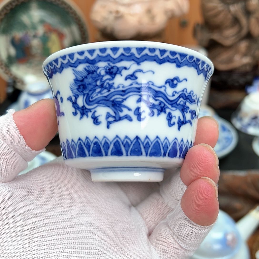 闪购福利手绘青花瓷茶具