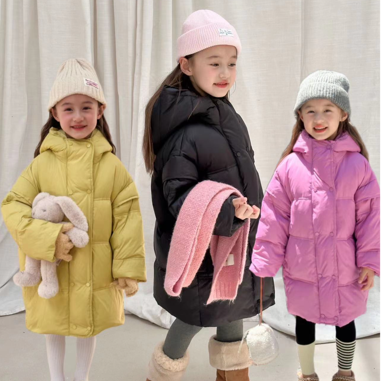女童绒羽服2025新款洋气女宝韩版儿童冬季加厚女孩中长款防寒外套