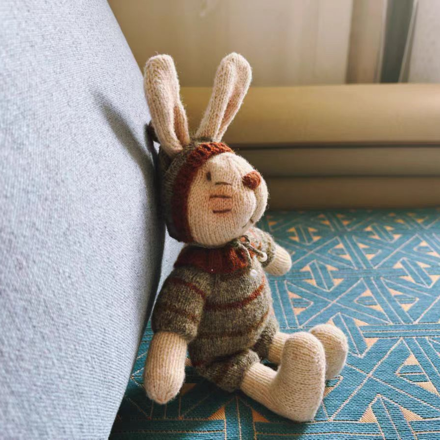 兔子玩偶手工diy编织毛线棒针材料包自制织送情侣孩子礼物