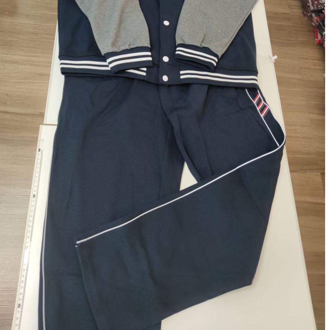 旗城初中校服裤秋冬加绒加厚保暖裤 藏青色 深蓝色反光条运动裤