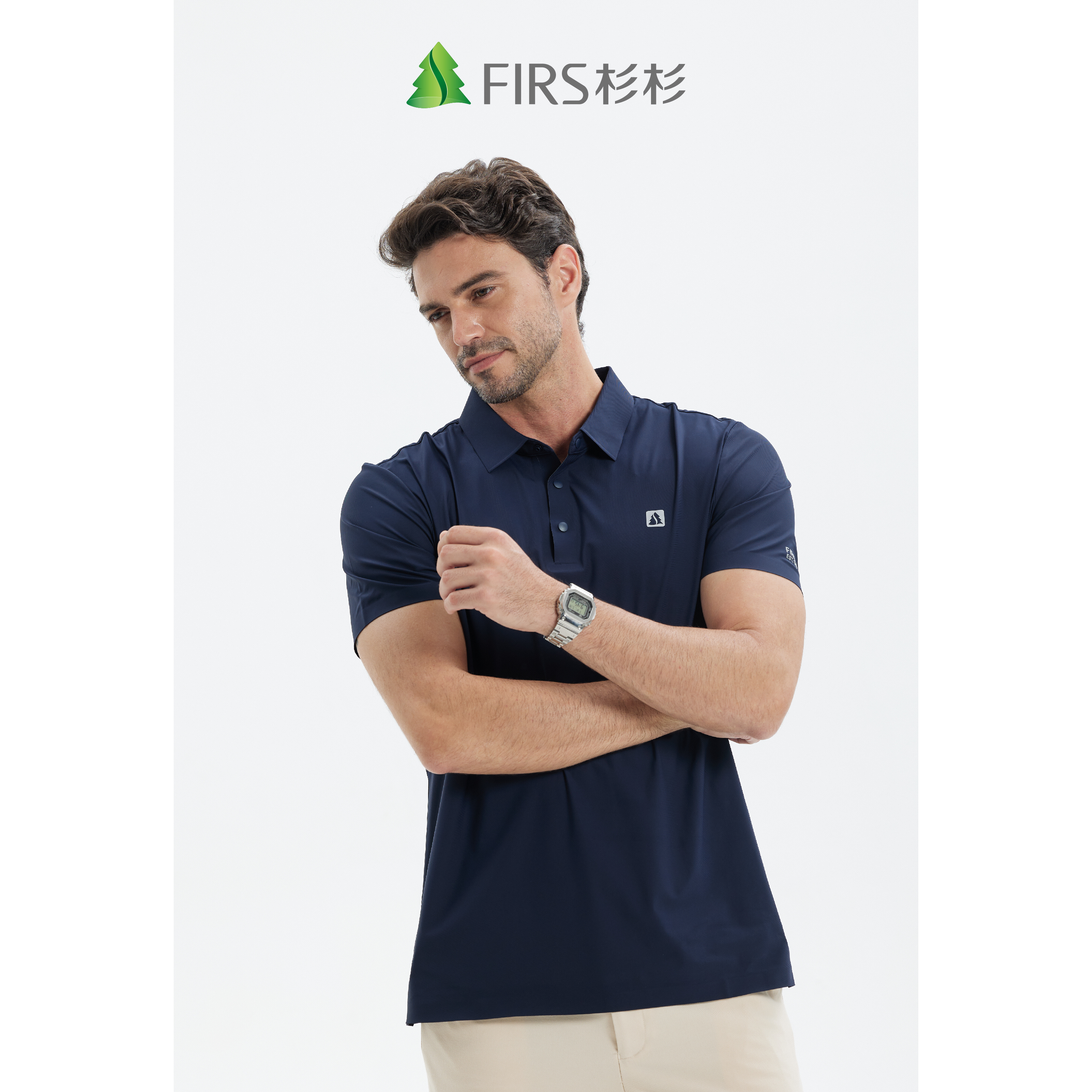 轻奢商务休闲夏季冰丝透气翻领短袖男士polo衫SS24005