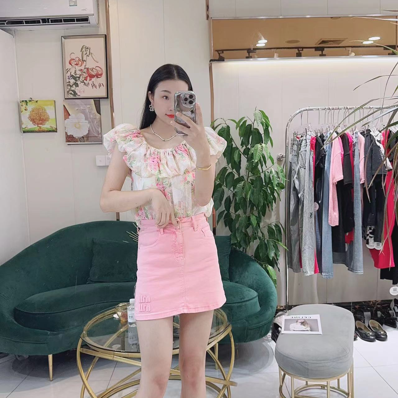 木耳边碎花衬衫女装时尚百搭