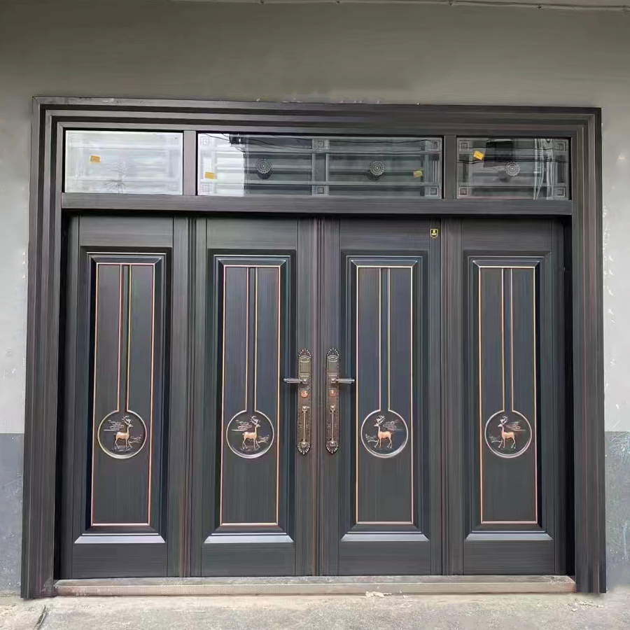 锌合金别墅大门双开门仿铜门农村自建房防盗入户门乡村大门入户门