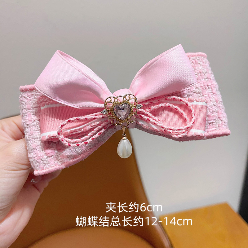 可爱儿童后脑勺夹子头饰女童甜美气质发夹小女孩粉色蝴蝶结发夹