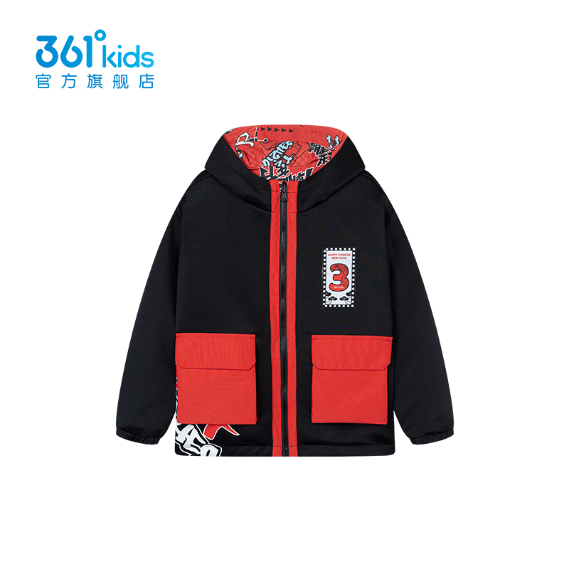 361°kids儿童春季两面穿国潮上衣小童时尚百搭连帽外套K52414605