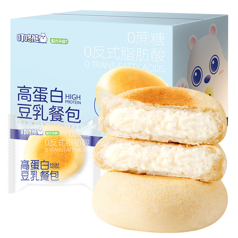 叮咚熊高蛋白豆乳餐包夹心面包糕点零食点心0蔗糖高蛋白餐包