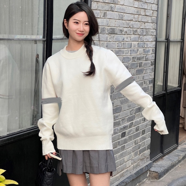 【男女同款】马卡龙毛衣男女情侣秋冬毛衣简约基础款圆领套头衫