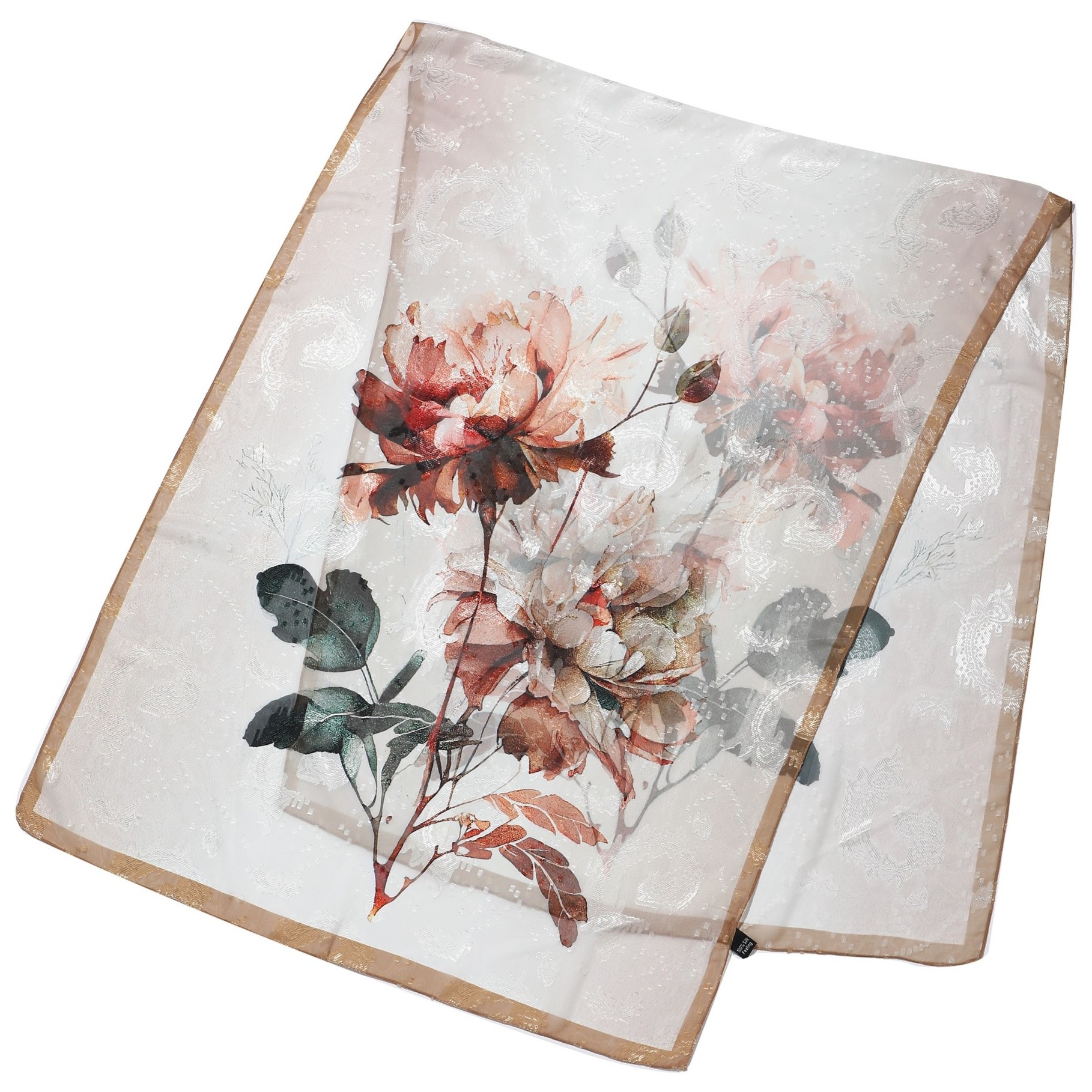 高端定制款丝绸丝巾披肩国风系列70*180左右百搭白色手绘（浅浅）