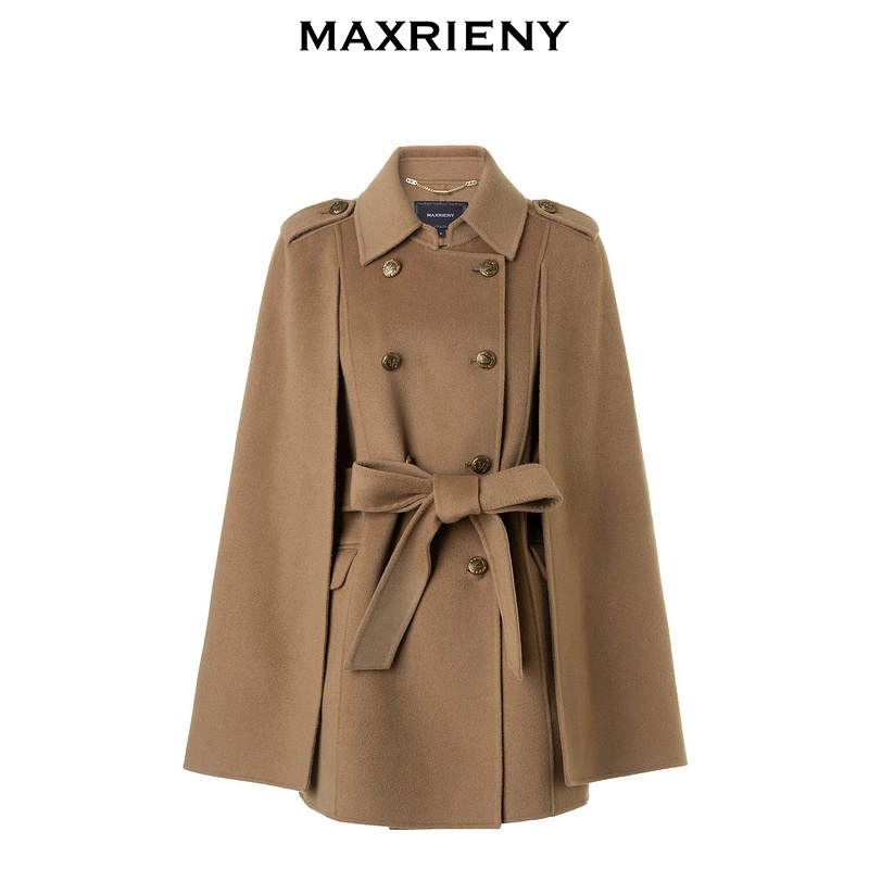 MAXRIENY复古精致珍珠链条毛呢外套大衣女显瘦气质MC88CT796X60
