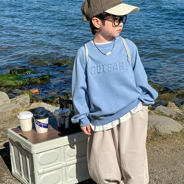 DEYAO/得遥男童宝宝卫衣2025年新款春秋款休闲圆领帅上衣男孩洋气