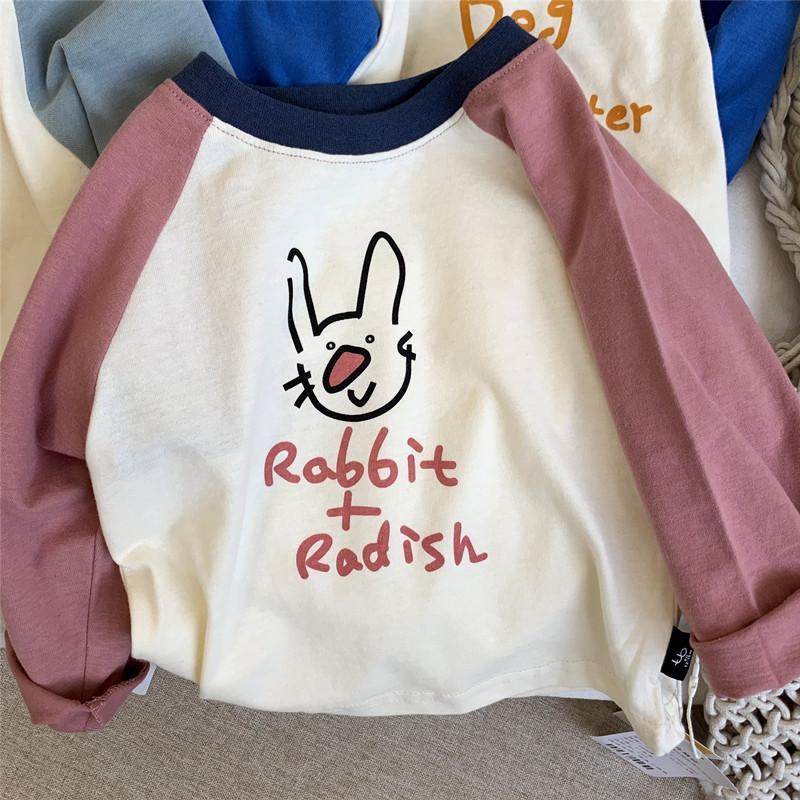 【色彩贝贝专属】2025春秋T恤圆领卡通动物印花儿童洋气插肩AX104