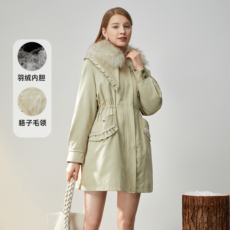 【诗语专属】恩曼琳秋冬新款大毛领抽绳收腰羽绒服外套EANCDB73