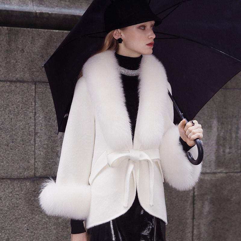 ANMANI恩曼琳冬季新款绵羊毛牦牛绒双面呢大衣斗篷EANEDA27