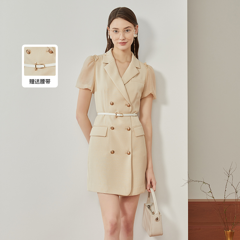 【欧莉专属】恩曼琳夏季法式优雅职场气质收腰西装连衣裙EANDBH14