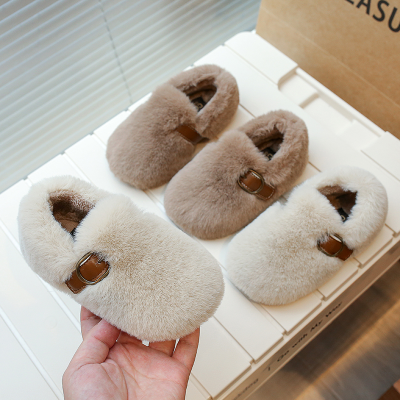 23秋冬新款韩版童鞋女童加绒毛毛鞋时尚保暖棉鞋休闲鞋子Y06