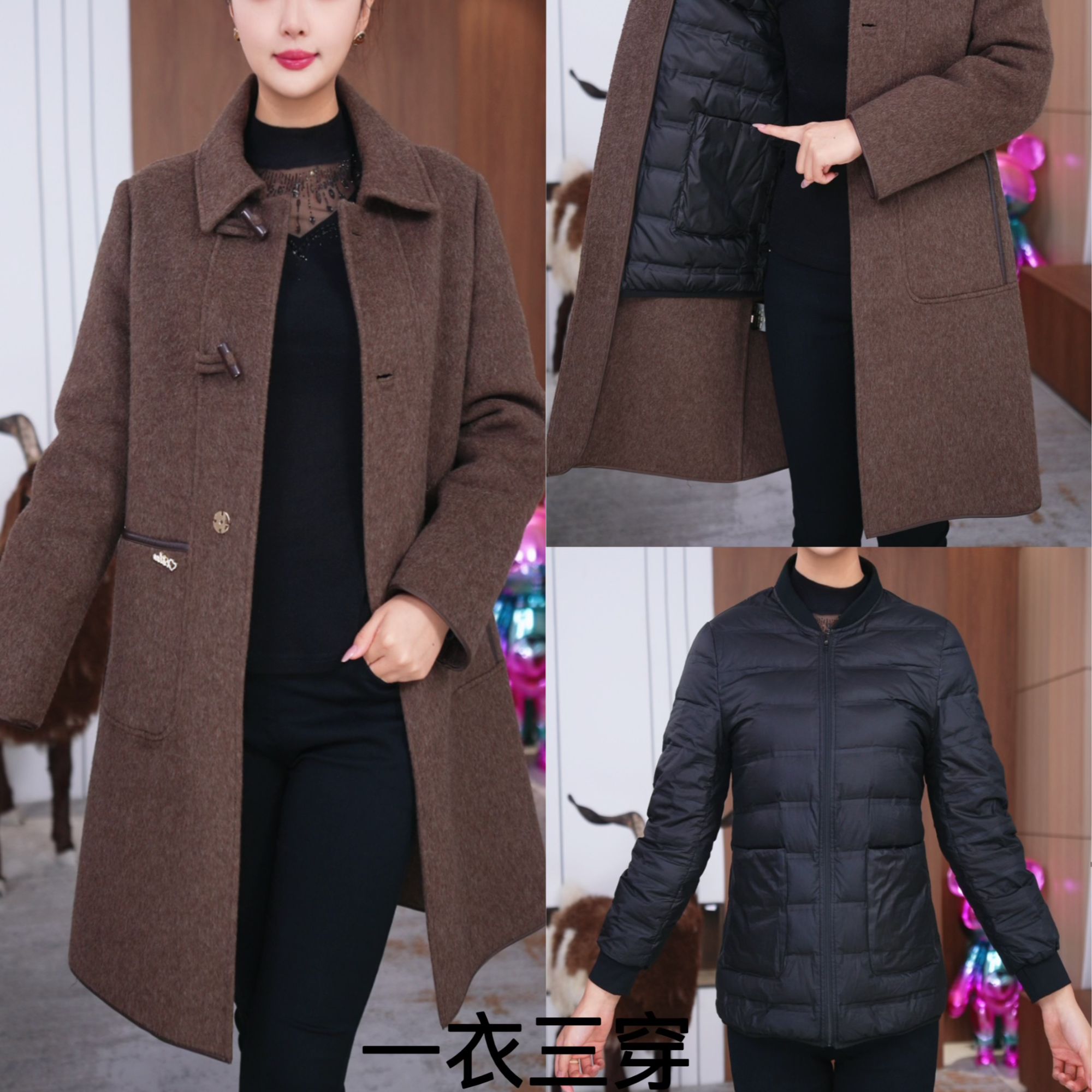 【MlY直播专享】81女款羽绒服白鸭绒大衣羊毛中老年羽绒保暖女装 