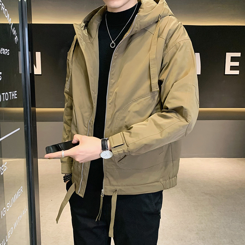 男装冬款外套保暖冲锋衣男士连帽工装夹克百搭加厚休闲宽松上衣潮