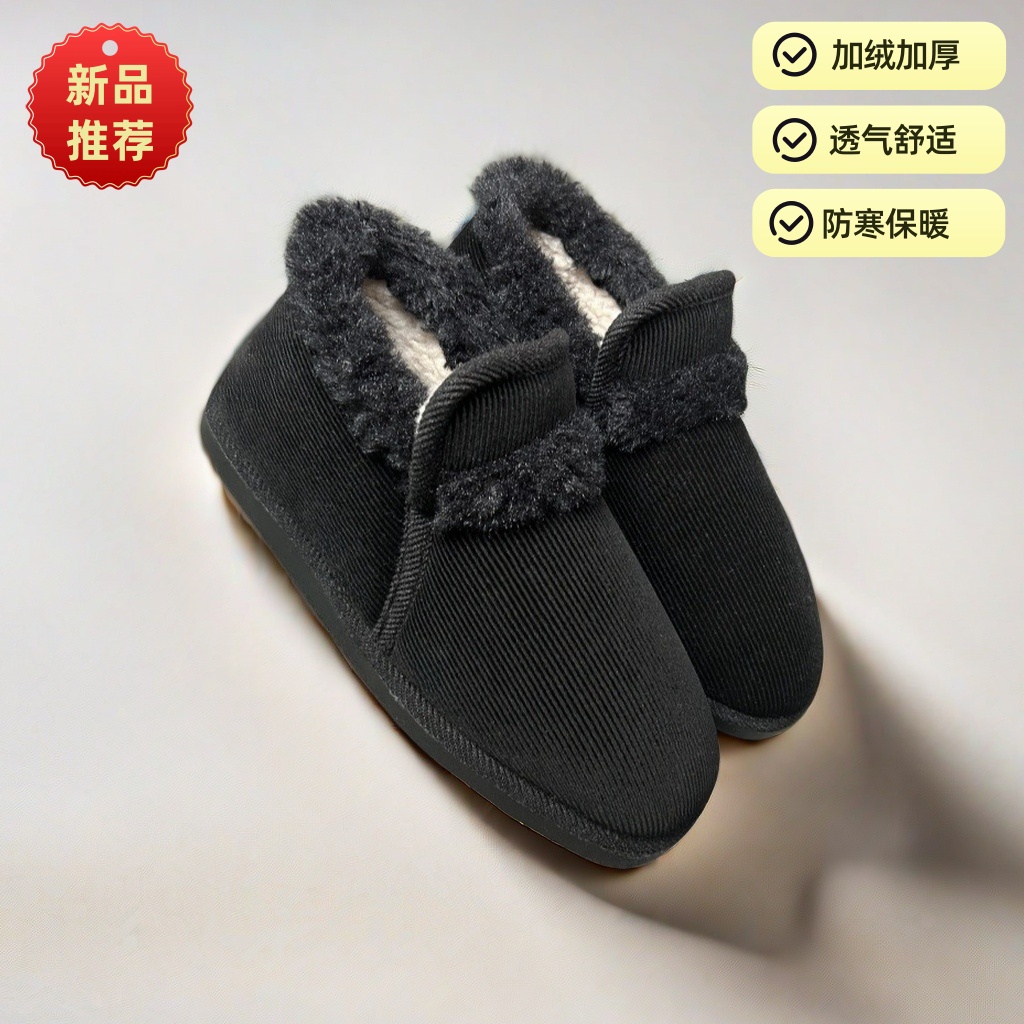 秋冬新款一脚蹬手工棉鞋软底全包根手工棉鞋冬季防滑耐磨加绒棉鞋