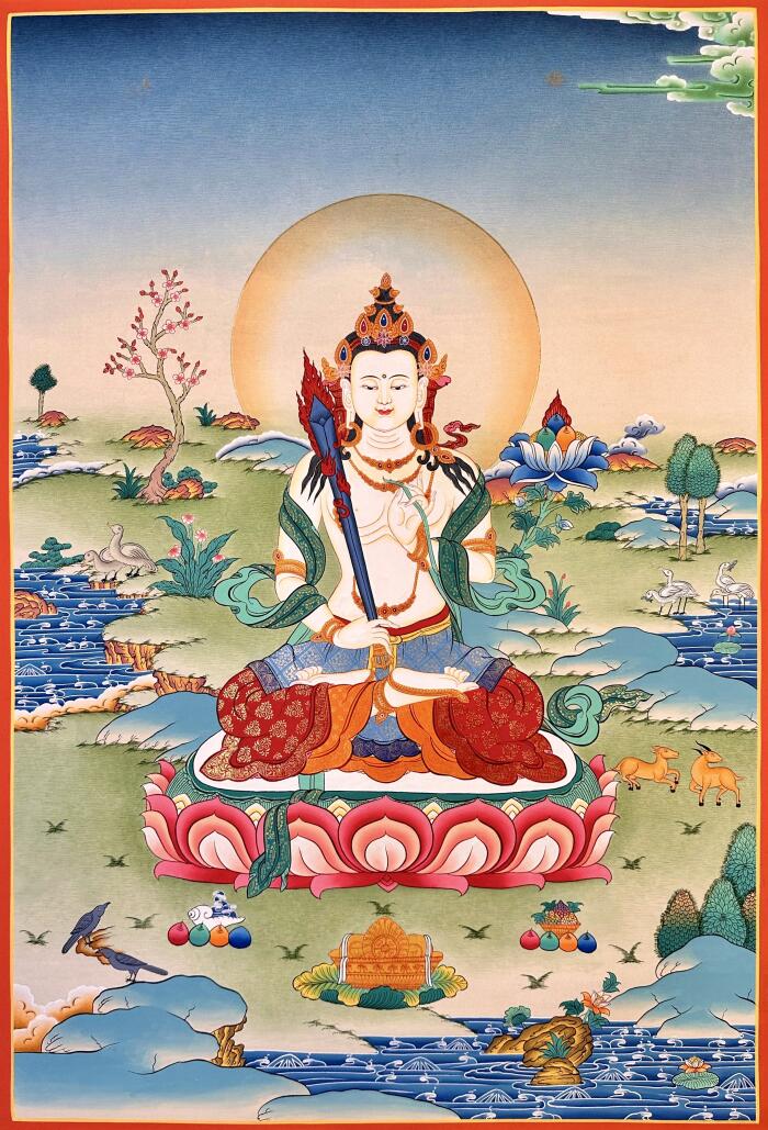 尼泊尔手绘矿彩唐卡嘎玛噶赤虚空藏76*52