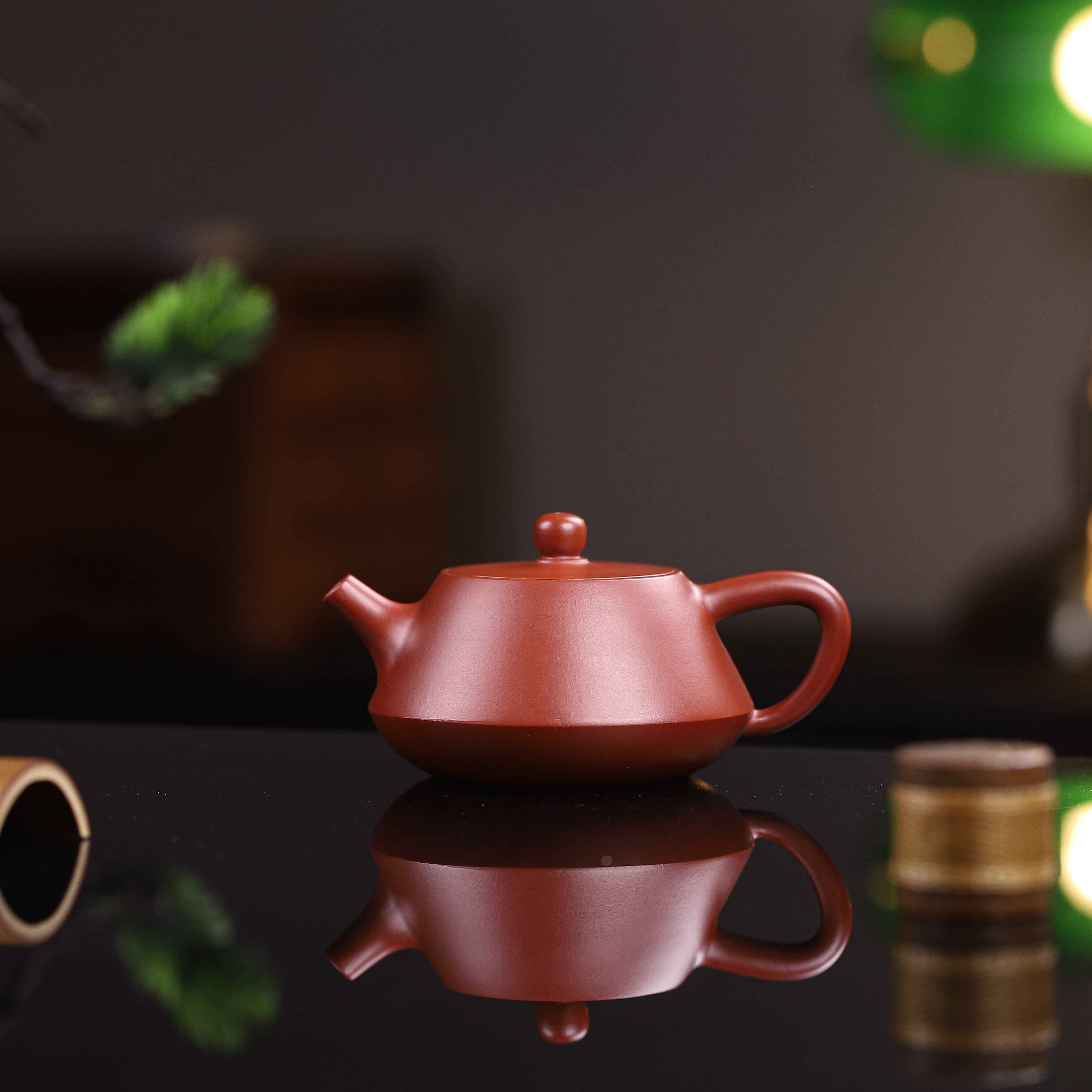 宜兴原矿紫砂壶朱泥大红袍柱础石瓢手工茶壶家用茶具球孔壶石瓢壶