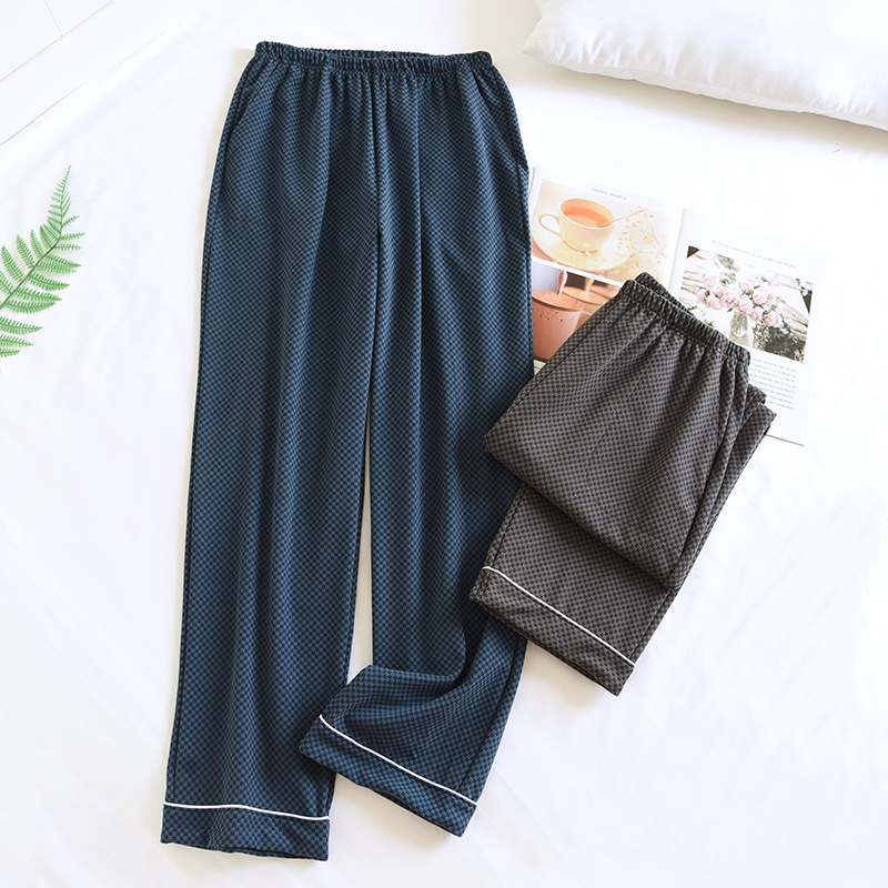 薄绒睡裤春秋冬德绒单件居家保暖直筒长裤高弹力带口袋男士家居裤