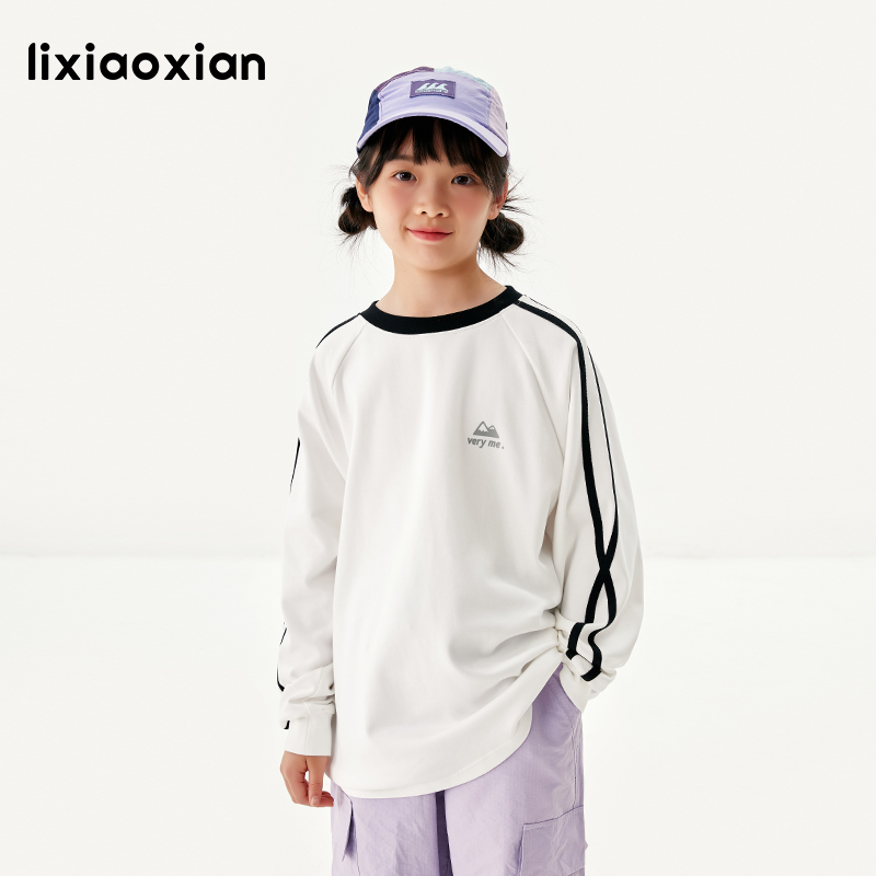 梨小闲女童秋季新款卫衣T中大童百搭X型交叉织带上衣中大童休闲t