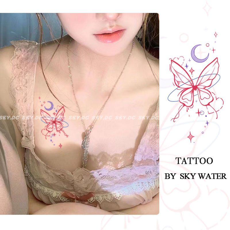 甜妹同款彩色纹身贴纸  ins夏日缤纷蝶 防水持久可爱甜酷高颜值