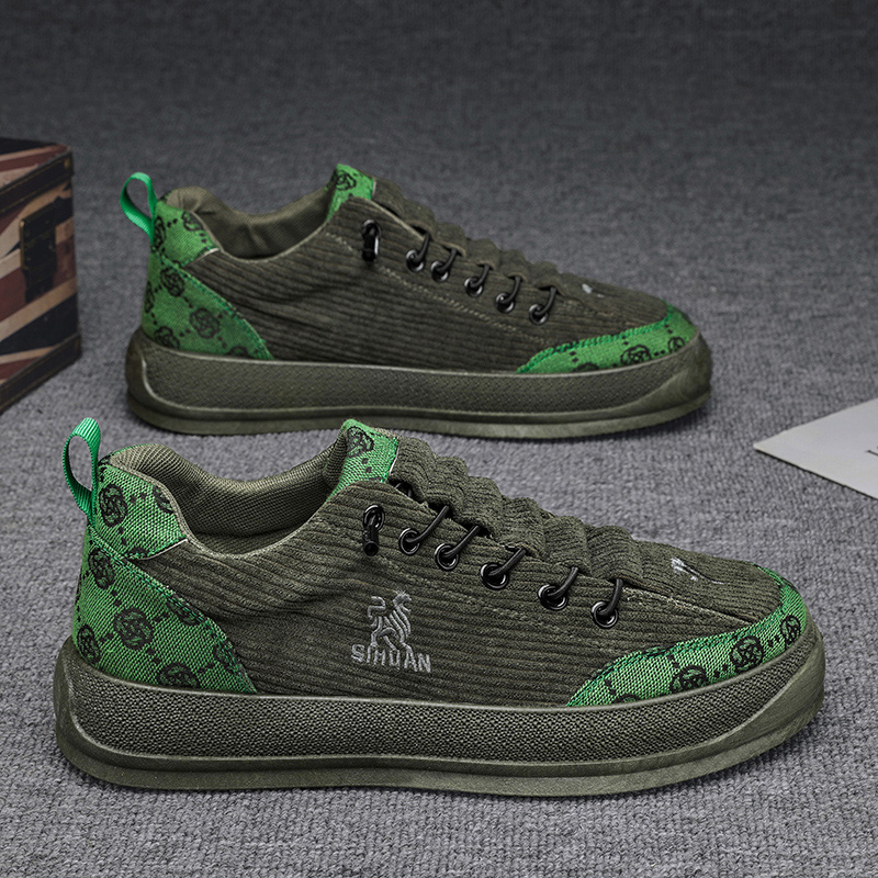 回力新男鞋秋冬季新款板鞋男士休闲懒人鞋灯芯绒时尚一脚蹬潮鞋子