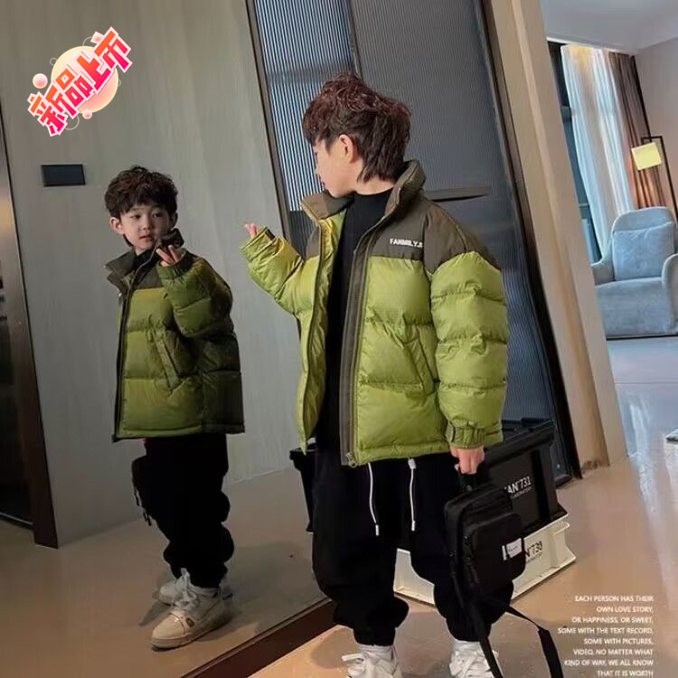 儿童棉服冬季加厚男童短款潮牌外套2023新款中大童洋气装棉衣棉袄