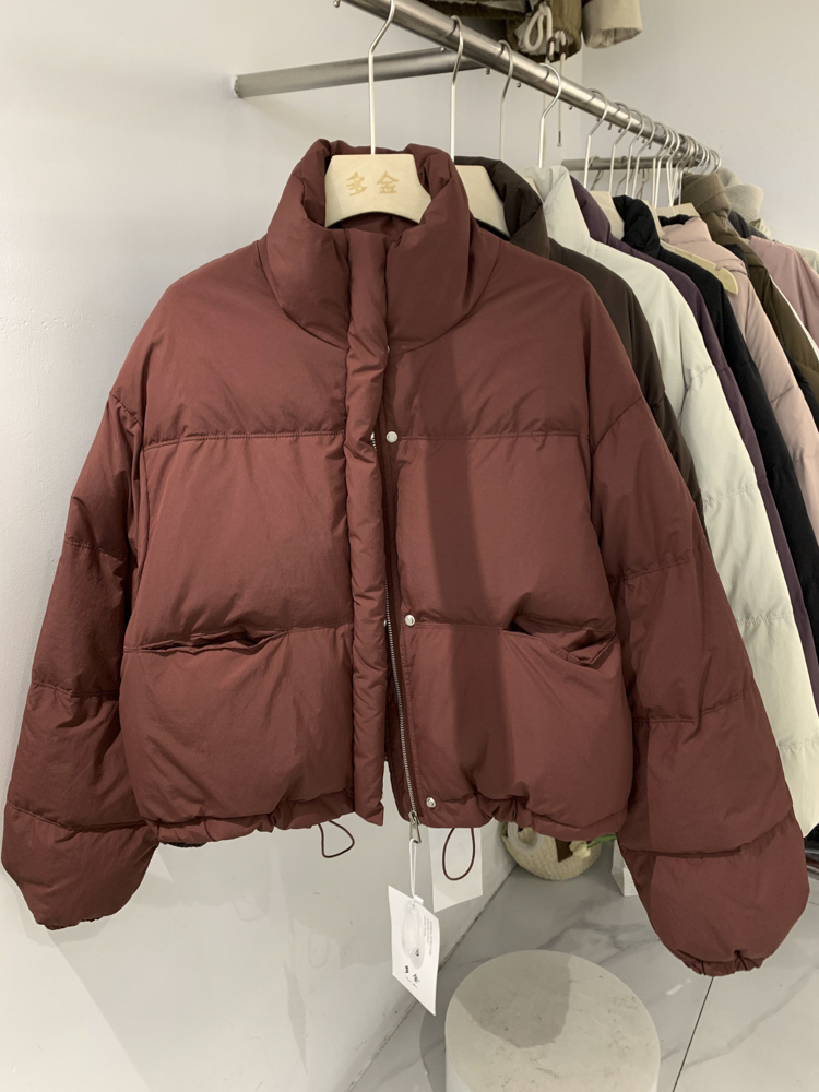 短款羽绒服女东大门韩版2023冬季外套立领小个子白鸭绒冬装面包服