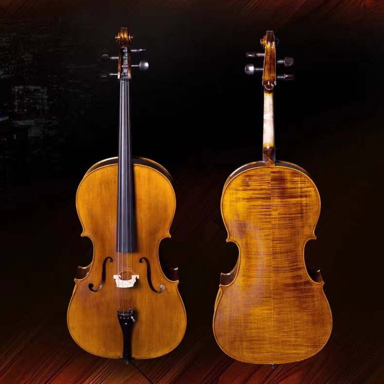 鑫音大提琴品牌高档全手工实木天然虎纹成人儿童考级专业级演奏级